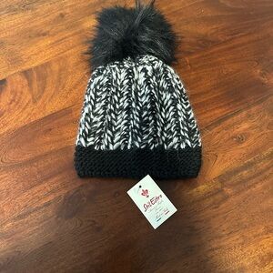 Othr Black and White Knit Hat with Pom-Pom